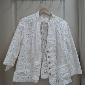 3/4 Sleeves Eyelet Jacket